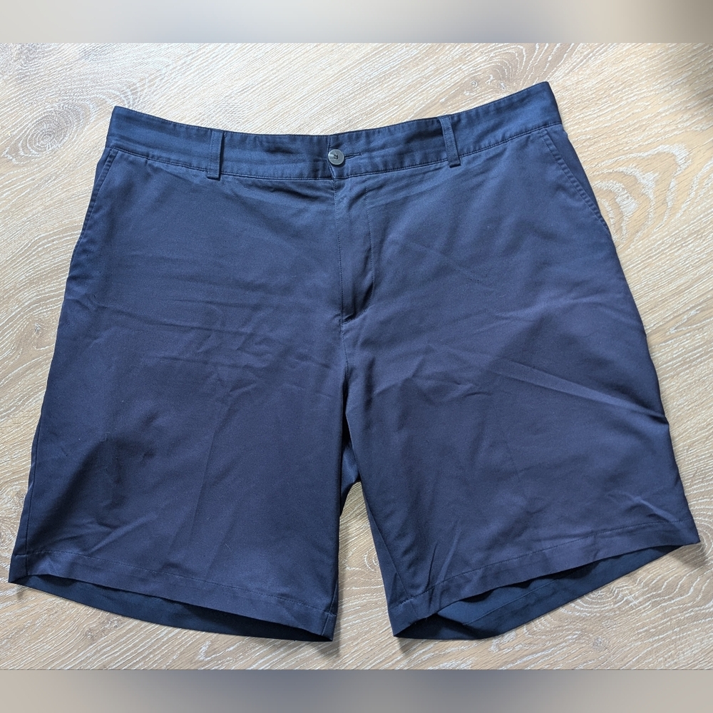 Adidas Men's Climalite Gold Shorts Navy Flat-Front Performance Shorts‎
